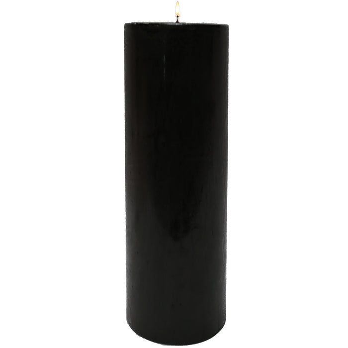 Stone Candles Unscented Pillar Black 4x12