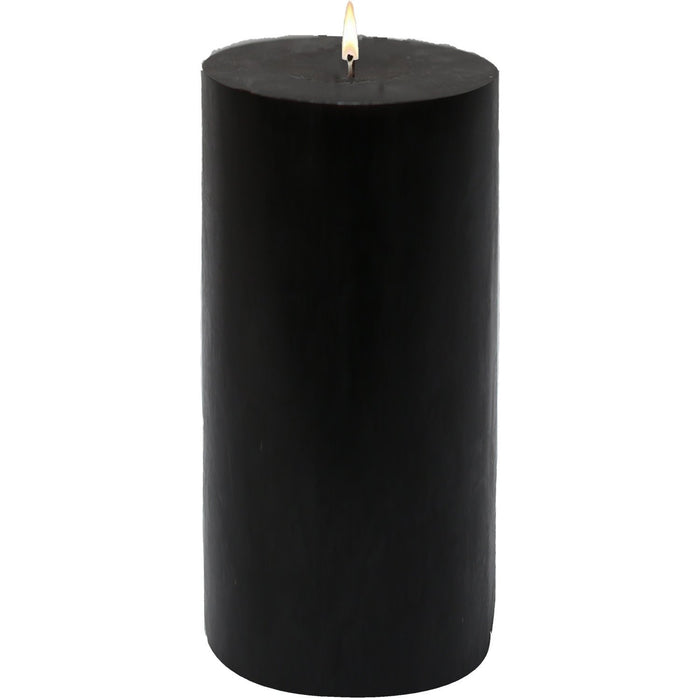 Stone Candles Unscented Pillar Black 4x9