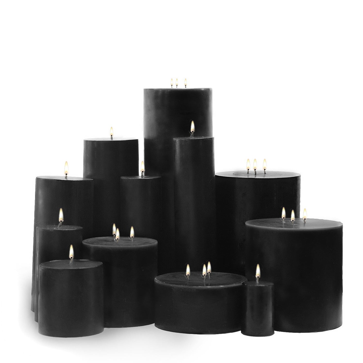 Black Italian Unscented Pillar Candle